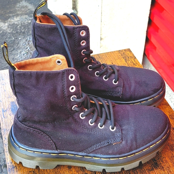 Black Canvas High-Top Boots - Picture 1 of 5